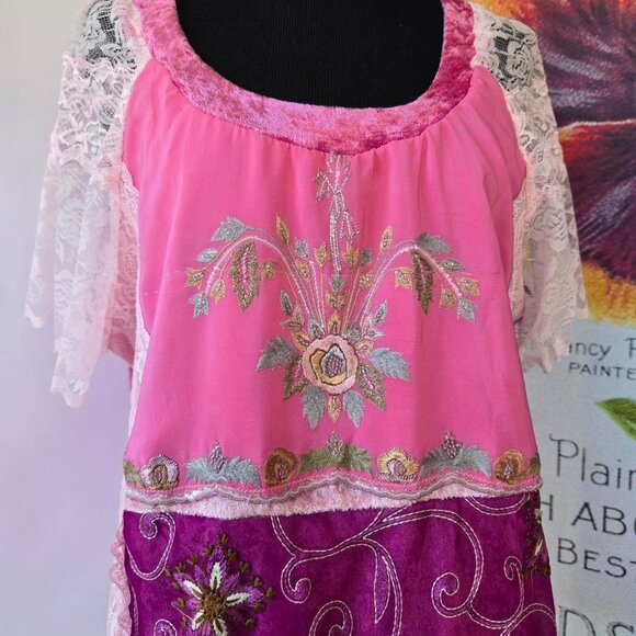 Romantic Velvet & Lace Blouse | Roselani Jasmin | Size Large - Picture 7 of 8